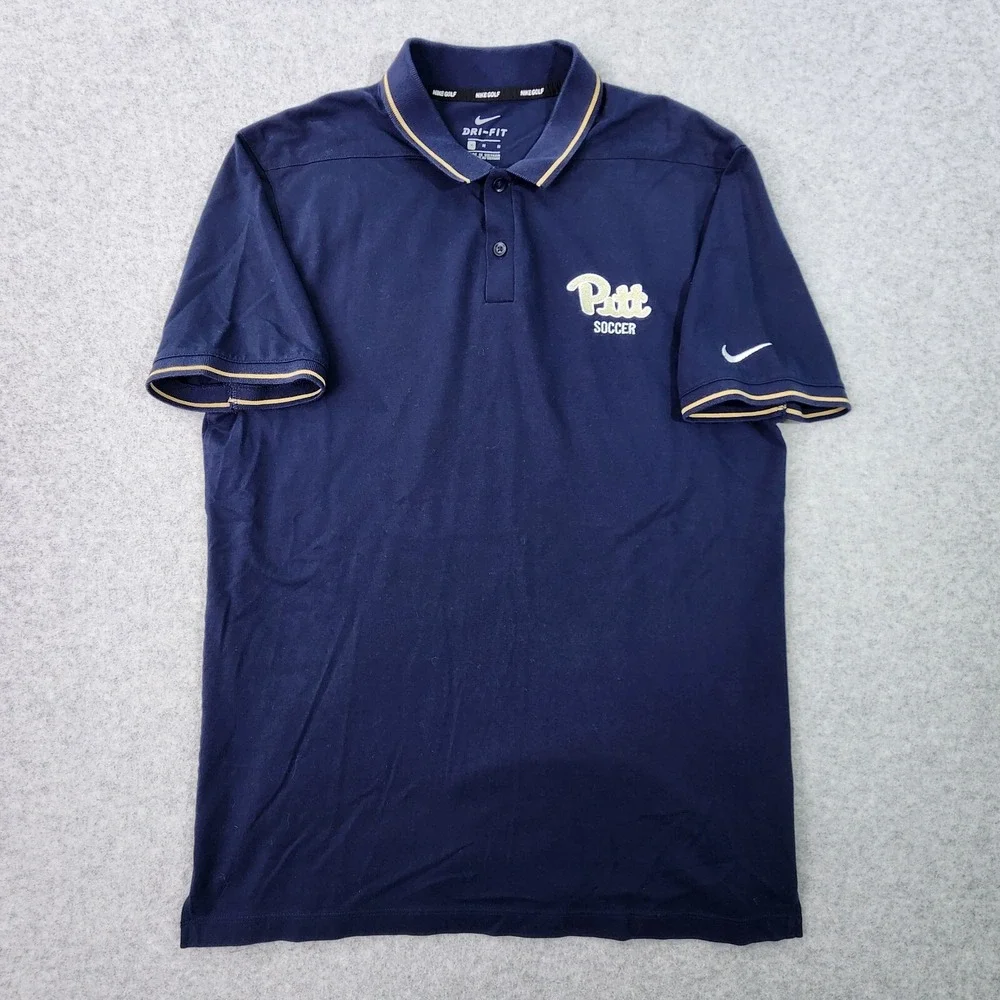 Nike Golf Polo Mens Size Medium‎ Pitt Panthers Blue Dri-Fit Shirt AA2274-451